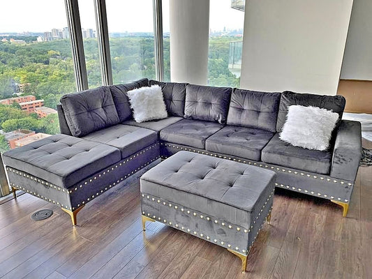 Sectionnel Ivy – Velours réversible au design élégant