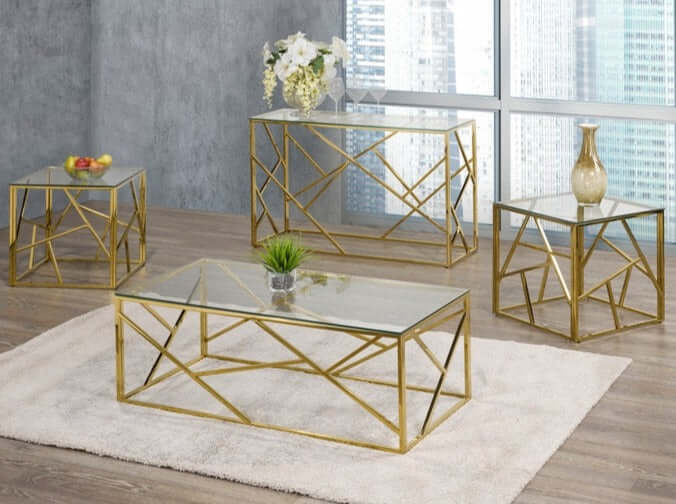 Ensemble 3 Morceaux – Verre Trempé & Structure Dorée