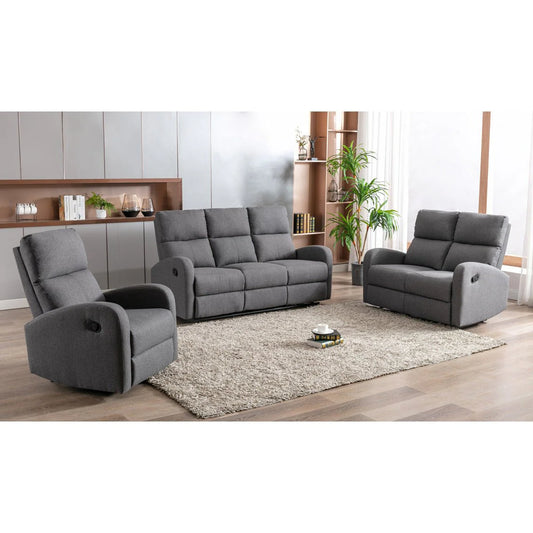 Ensemble inclinable 3 pièces Ferdinand en tissu gris – Confort compact