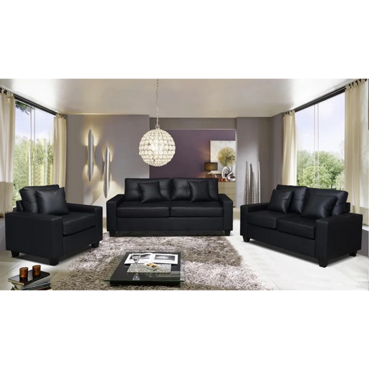 Ensemble de Salon Whitney – 3 Pièces – Simili Cuir Noir