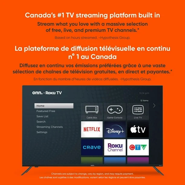 ONN Roku TV – Full HD / 4K Smart TV – 40’’ à 75’’