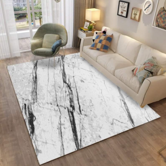 Tapis contemporain effet marbre noir éclaté – Doux, moderne & polyvalent