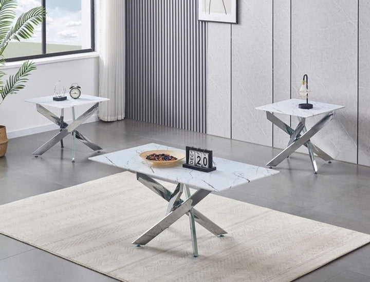 Ensemble de Tables 3 Morceaux – Acier Inoxydable Torsadé