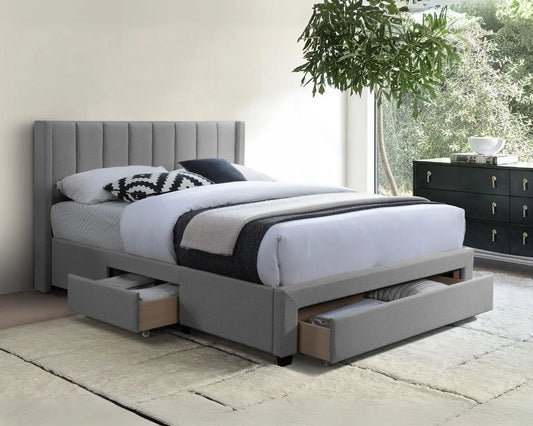 Base de Lit avec Rangement Nathael – Gris – Queen / King