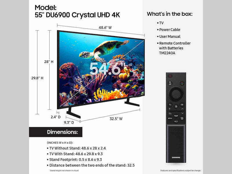Samsung Crystal 50’’/55'' UHD 4K DU6900 (2024)